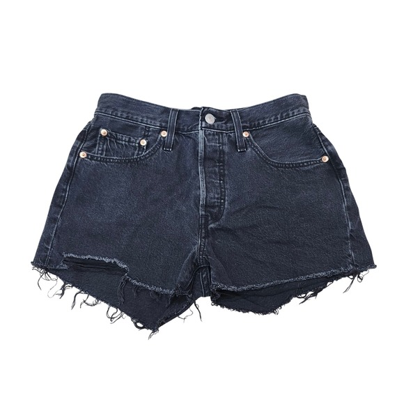 Levi's Pants - Levi's 501 Shorts High Rise Faded Black Denim Cut-Off Casual 27